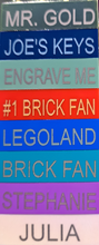 Load image into Gallery viewer, 2x4 LEGO® Brick Keychain Gold Metallic -Engravable