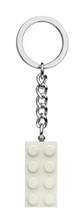 Load image into Gallery viewer, 2x4 LEGO® Brick Keychain White Metallic -Engravable