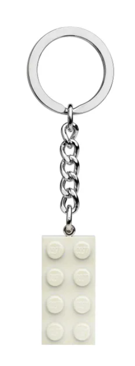 2x4 LEGO® Brick Keychain White Metallic