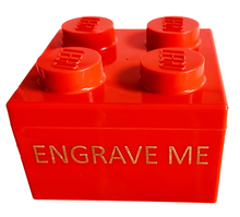 Load image into Gallery viewer, LEGO® 2X2 STORAGE BRICK RED -Engravable
