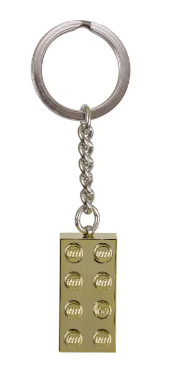 2x4 LEGO® Brick Keychain Gold Metallic -Engravable